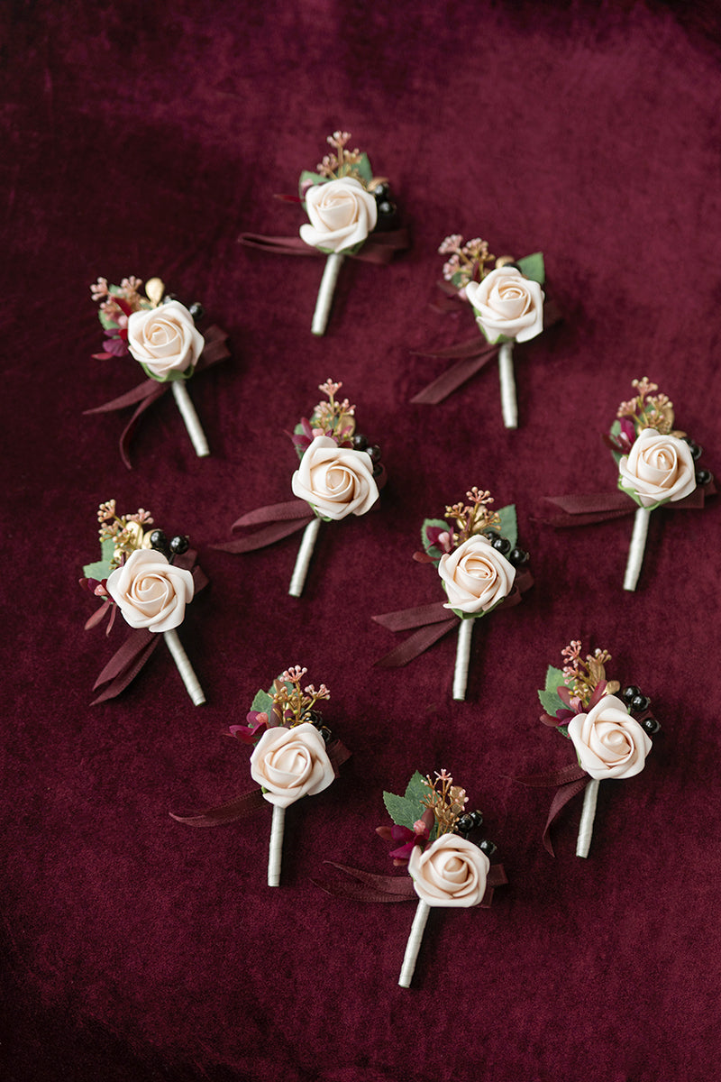 Boutonnieres for Guests in Romantic Marsala | Clearance