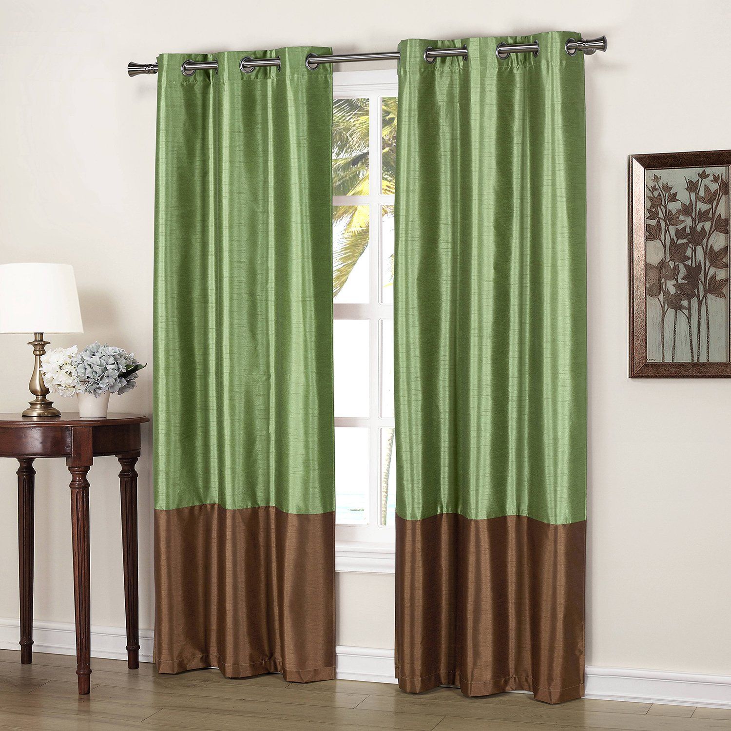 2-Pack: Striped Thermal Insulated Blackout Window Curtain Set