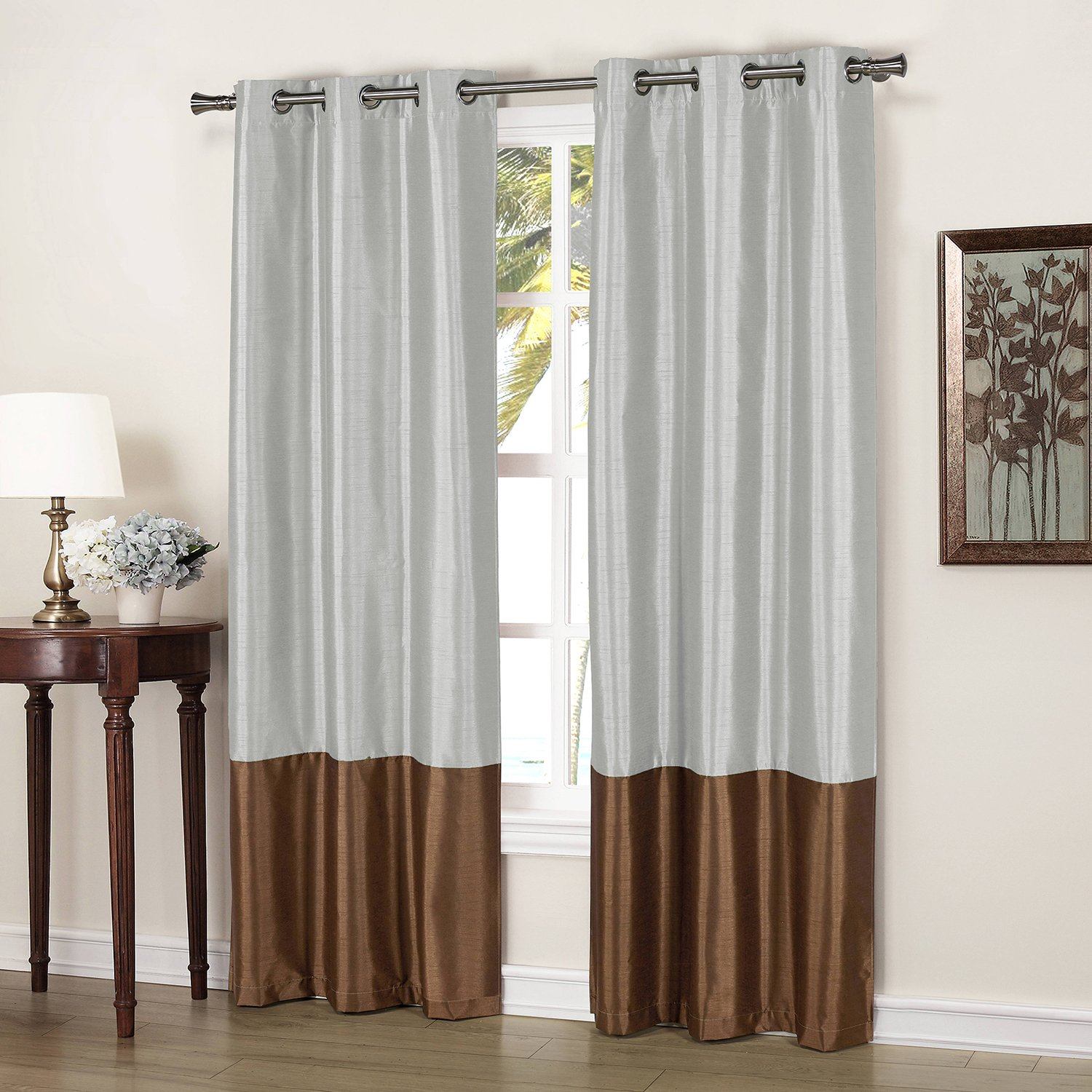 2-Pack: Striped Thermal Insulated Blackout Window Curtain Set