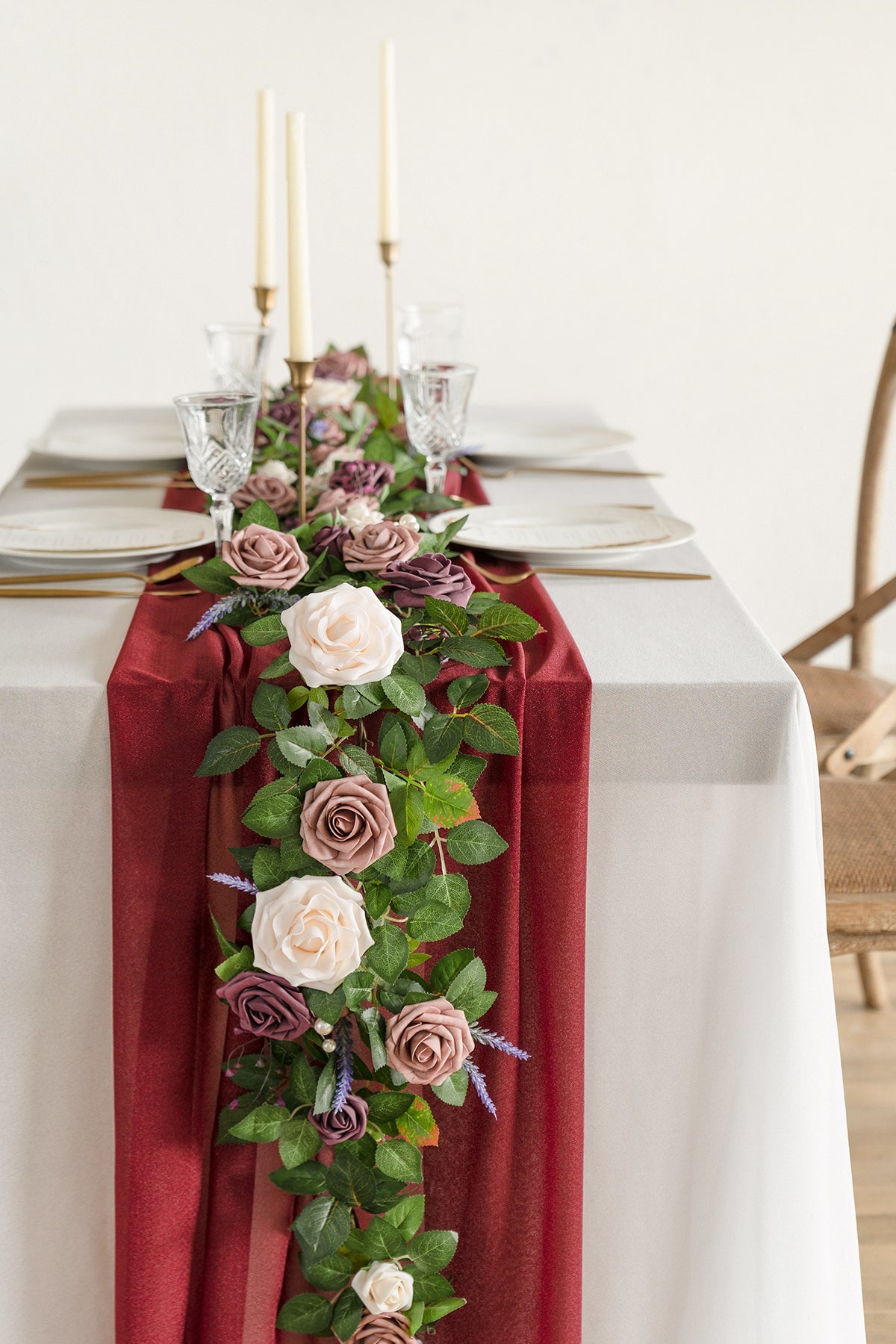 5ft Flower Garland in Plum & Cream | Clearance