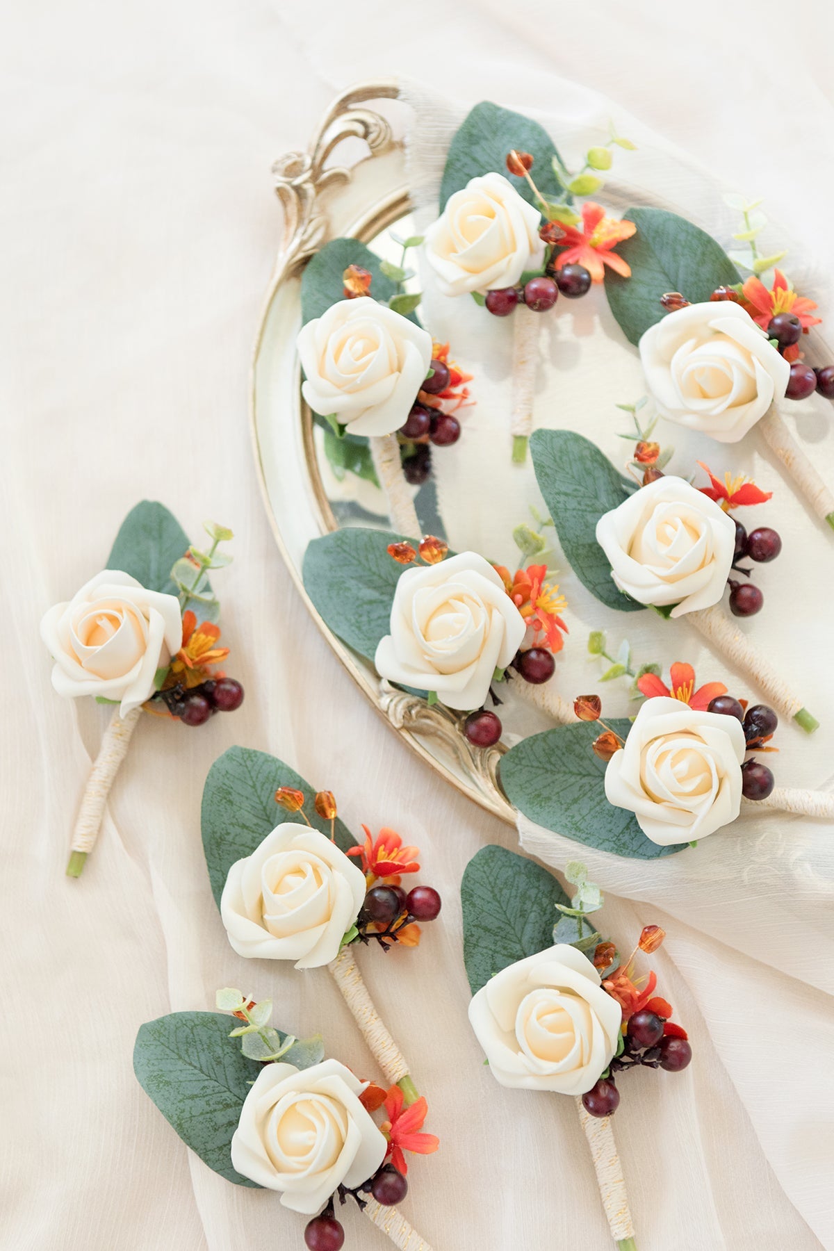 Boutonnieres for Guests in Sunset Terracotta