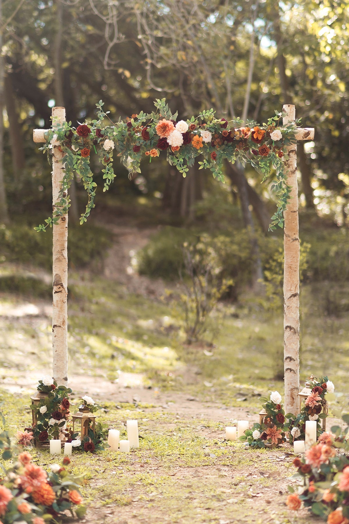 6.5ft Flower Garland with Hanging Vines in Sunset Terracotta