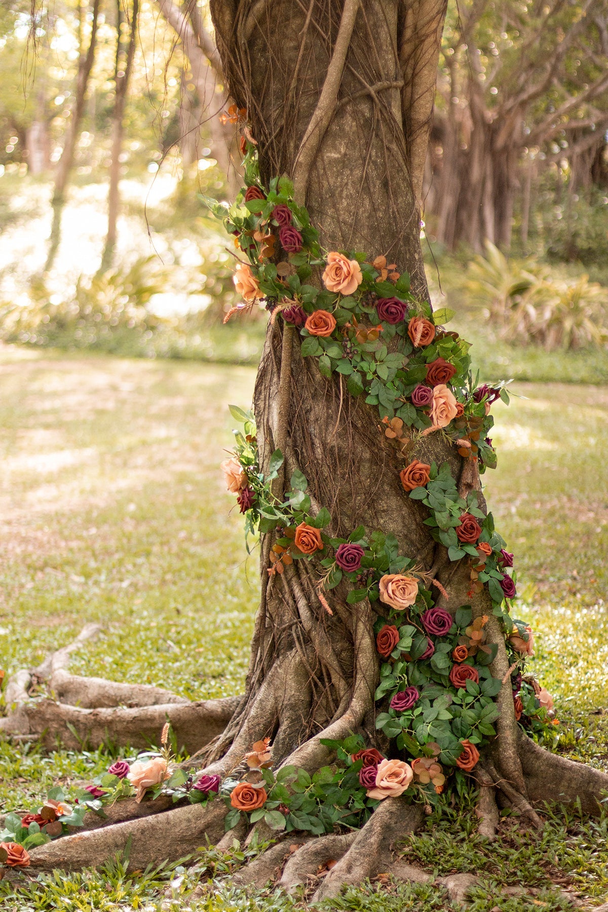5ft Flower Garland in Sunset Terracotta