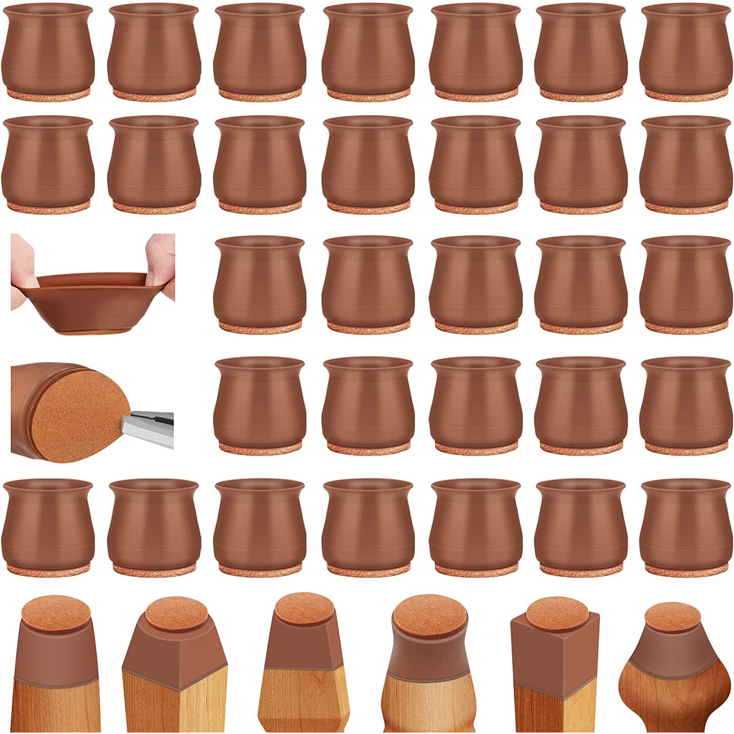 32-Piece: Clear Chair Leg Floor Protectors
