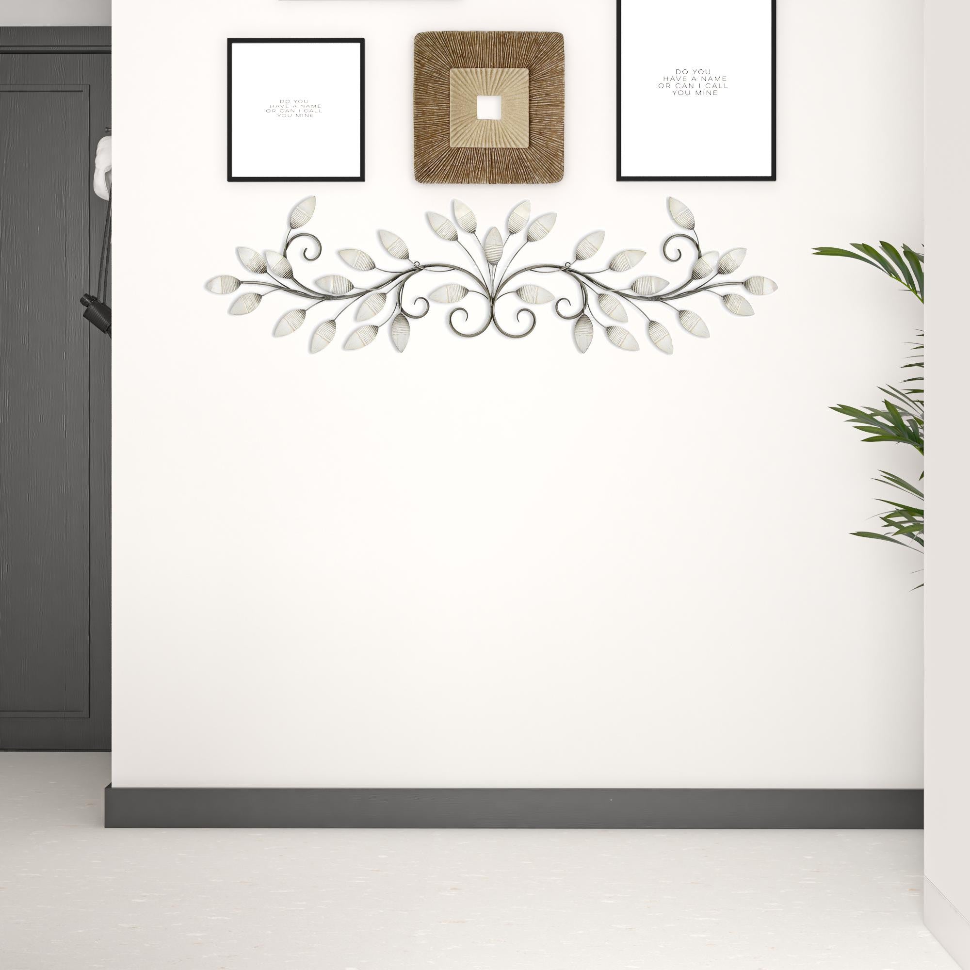 51" Pearl Metal Leaves Wall Decor