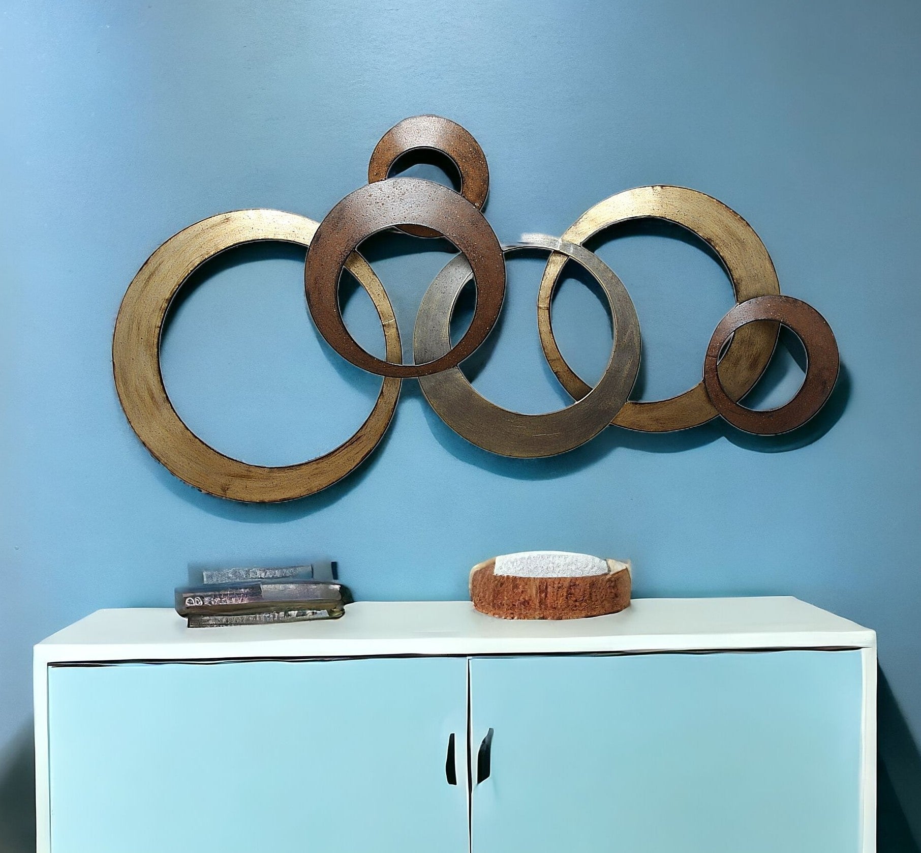 38" Gold And Bronze Geometric Metallic Wall Decor