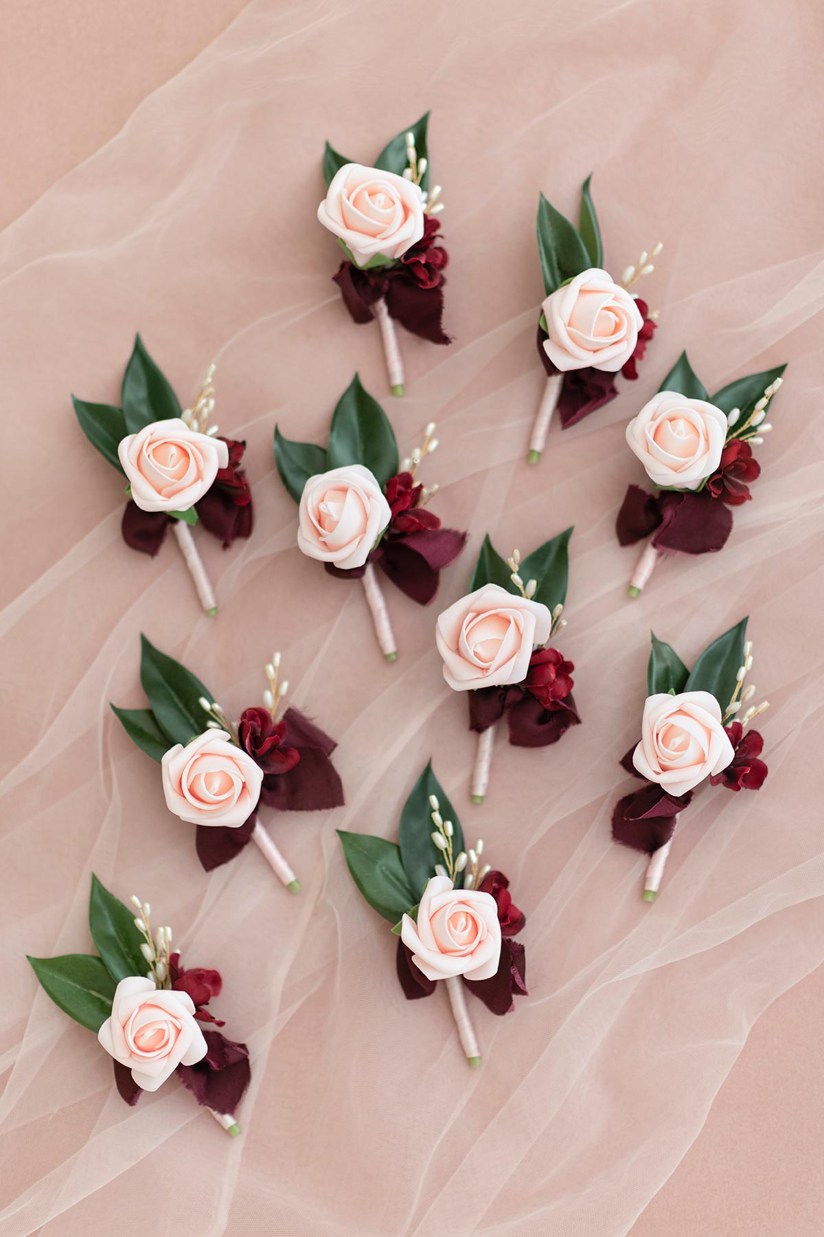 Boutonnieres for Guests in Romantic Marsala | Clearance