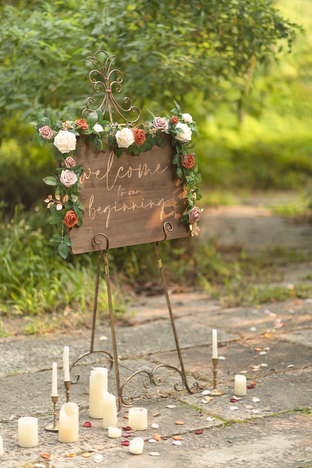 5ft Flower Garland in Sunset Terracotta