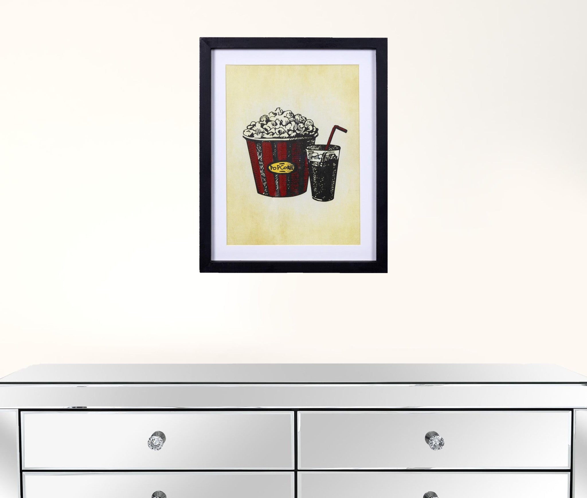 Contemporary Popcorn and Drink Framed Wall Art
