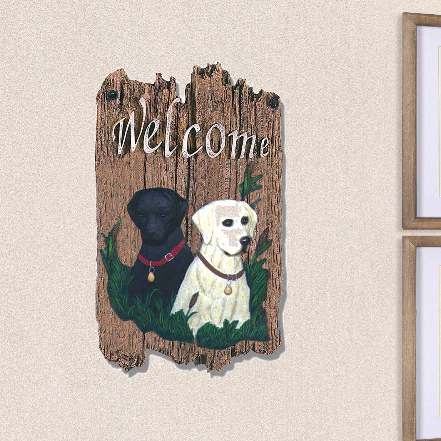 Black and Yellow Labs Indoor Outdoor Resin Welcome Wall Decor