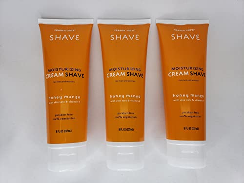 3 (PACK) Trader Joe's Honey Mango Moisturizing Shave Cream with Aloe Vera and Vitamin E for Men and Women