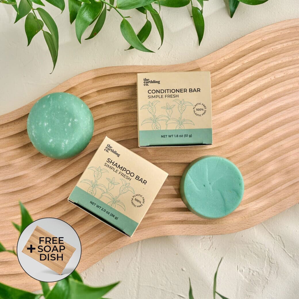 50% Off Shampoo & Conditioner for Hair Strength and Moisture + Free 4" Wooden Soap Dish Simple Fresh Vanilla Coconut
