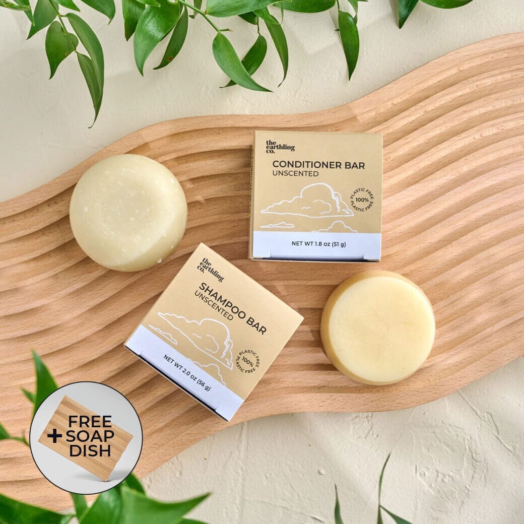50% Off Shampoo & Conditioner for Hair Strength and Moisture + Free 4" Wooden Soap Dish Unscented Vanilla Coconut