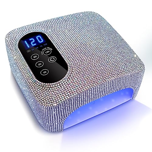 Cordless UV LED Nail Lamp: XttnBM 72W Professional Sparkly Nail Dryer with Touch Screen, Large Rechargeable Battery, 4 Timers, Auto Sensor, Portable UV LED Curing Lamp Light for Gel Nails Salon Home