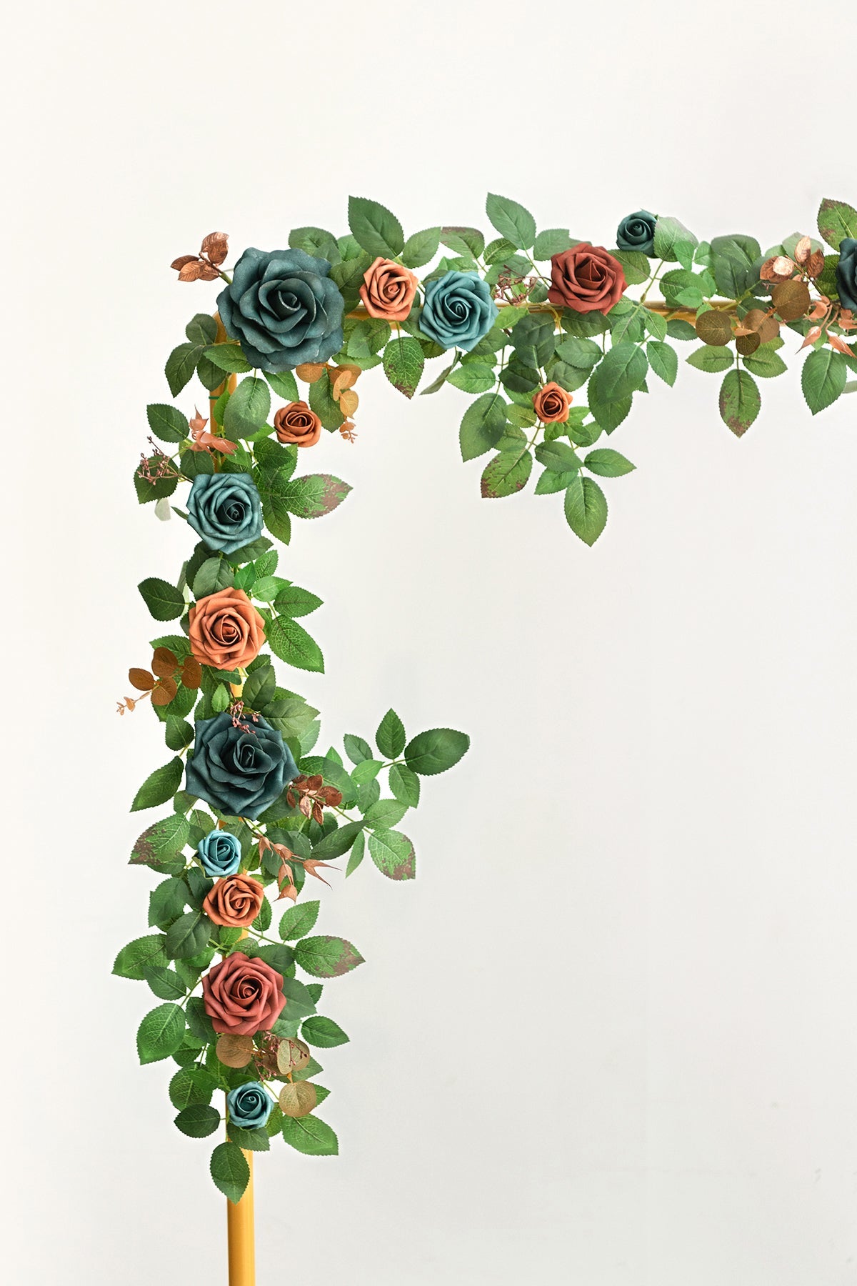 5ft Rose Leaf Flower Garland in Dark Teal & Burnt Orange