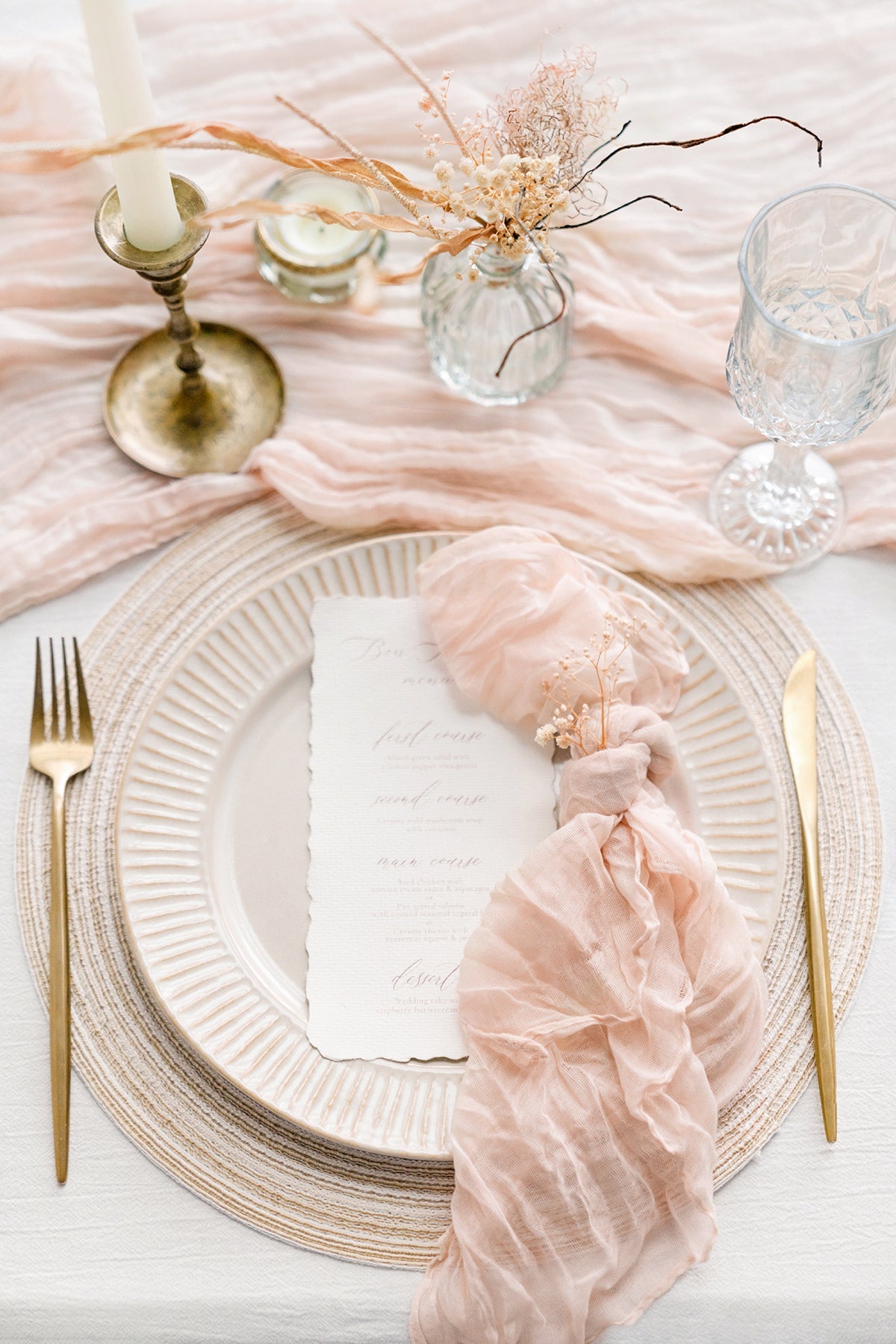 Cheesecloth Napkins & Table Runner Set for Reception - 7 Colors
