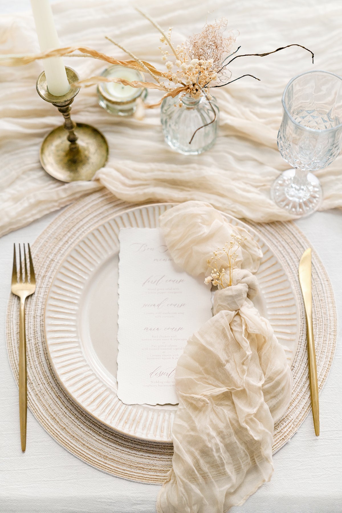 Cheesecloth Napkins & Table Runner Set for Reception - 7 Colors