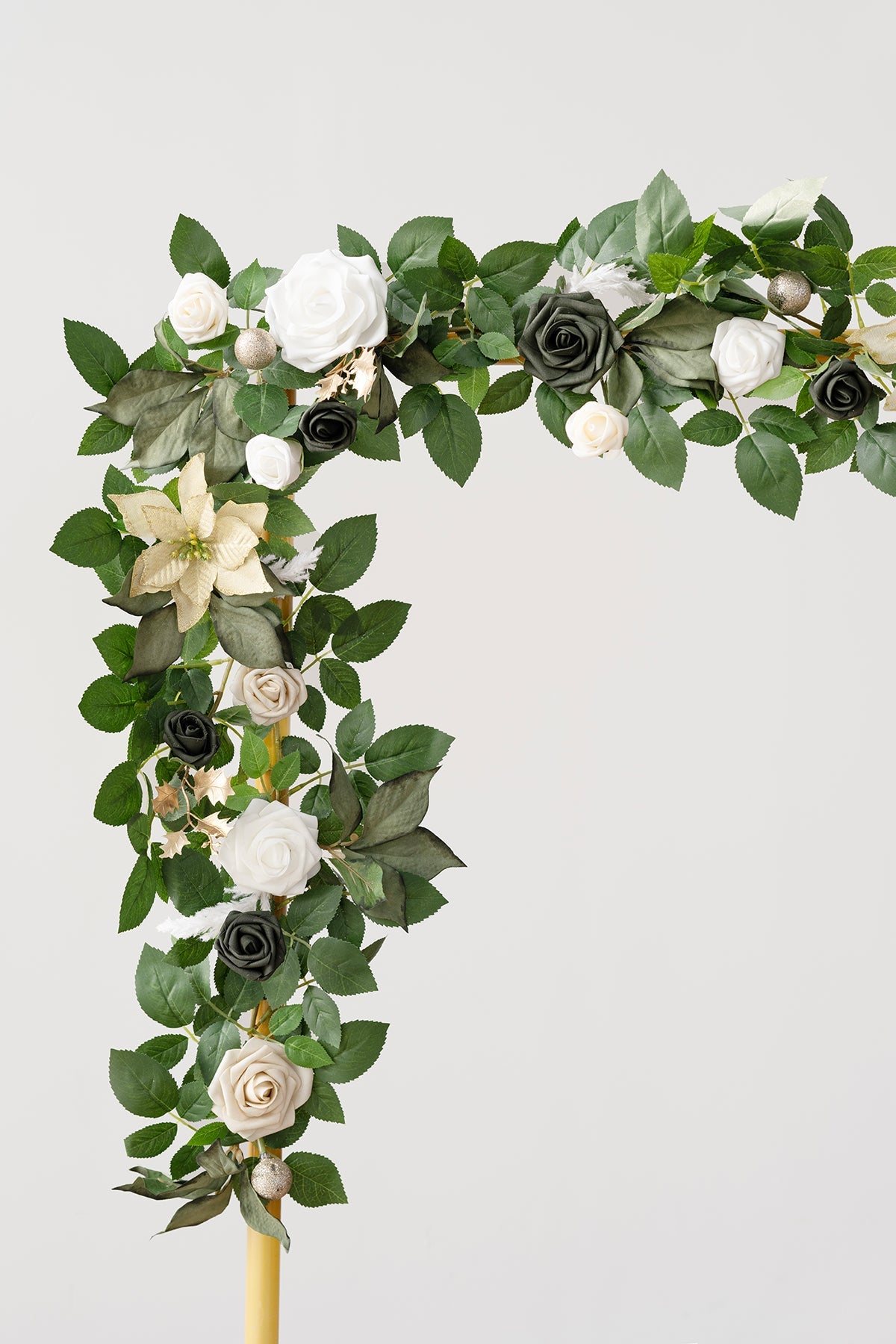 5ft Rose Leaf Flower Garland in Champagne Christmas