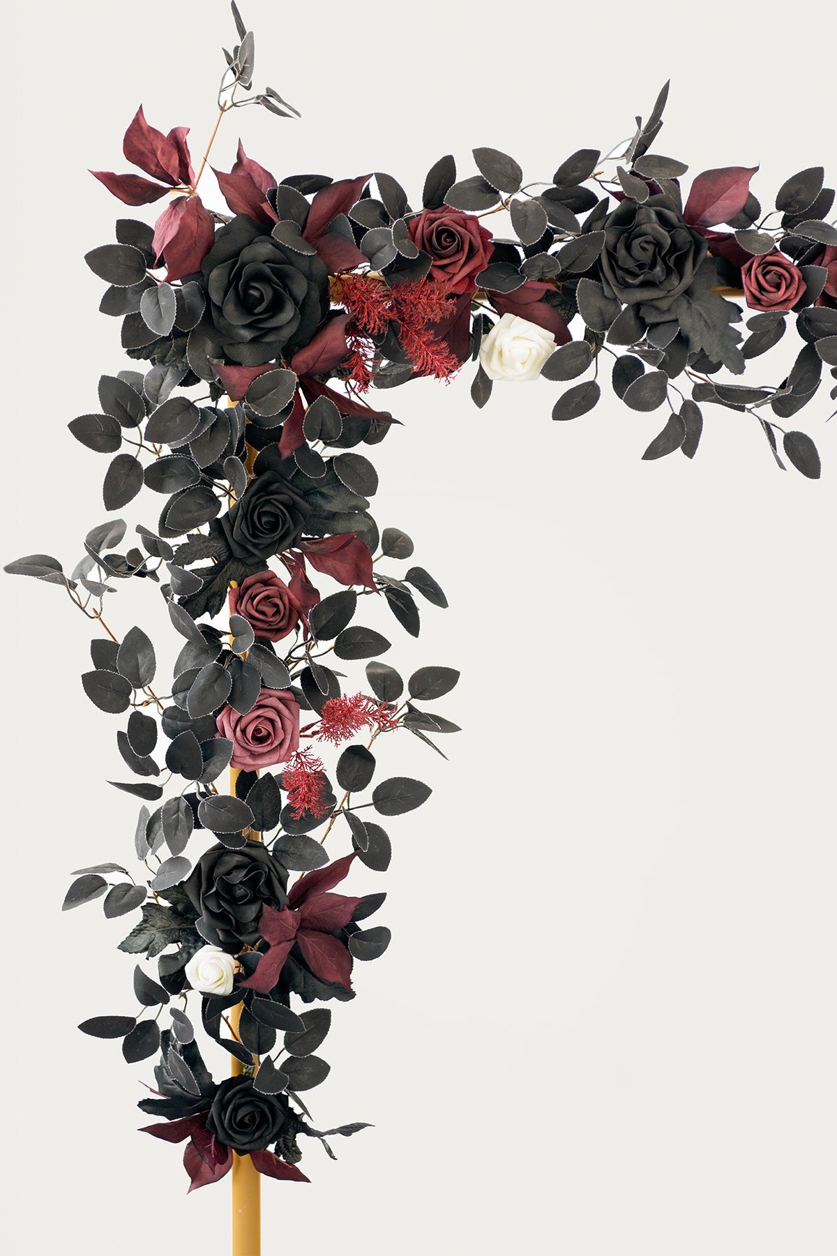 5ft Rose Leaf Flower Garland in Moody Burgundy & Black