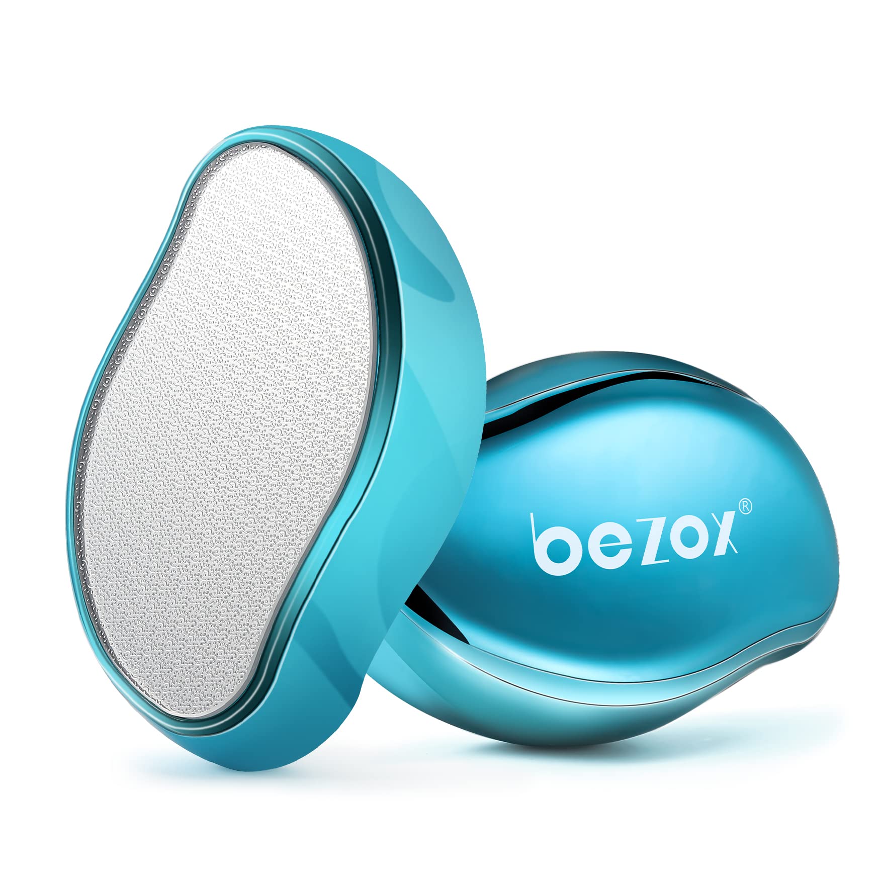 BEZOX Glass Foot File, Foot Scrubber Callus Remover for Wet and Dry Feet, Portable Handheld Sized Foot Scraper for Cracked Heel - Shinning Blue