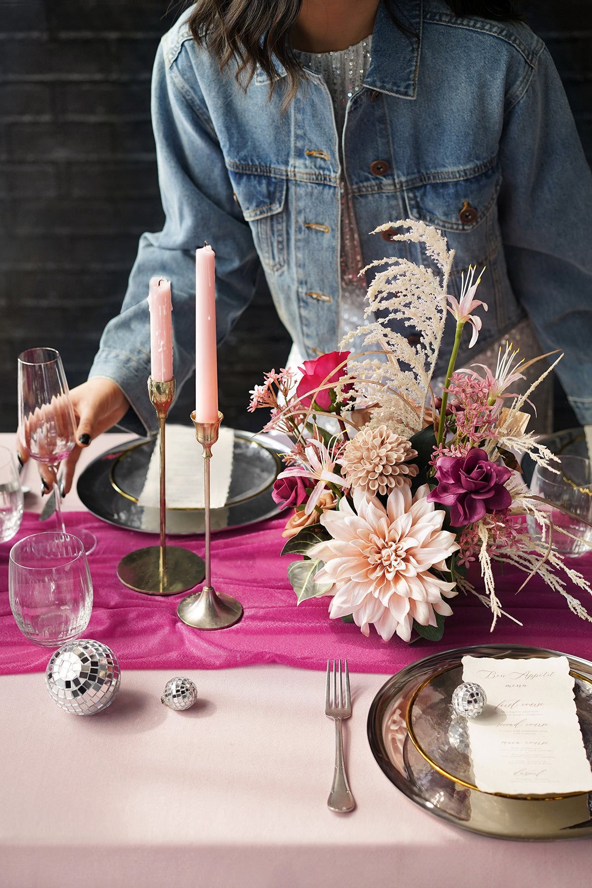 Centerpiece Flower Arrangements in Valentine Magenta