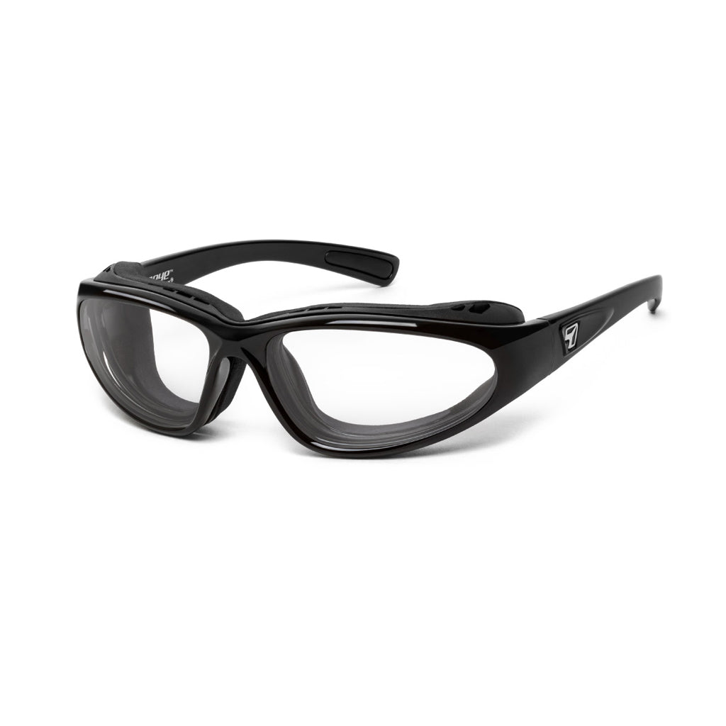 7eye Bora in Glossy Black Frame and Clear Lens profile view