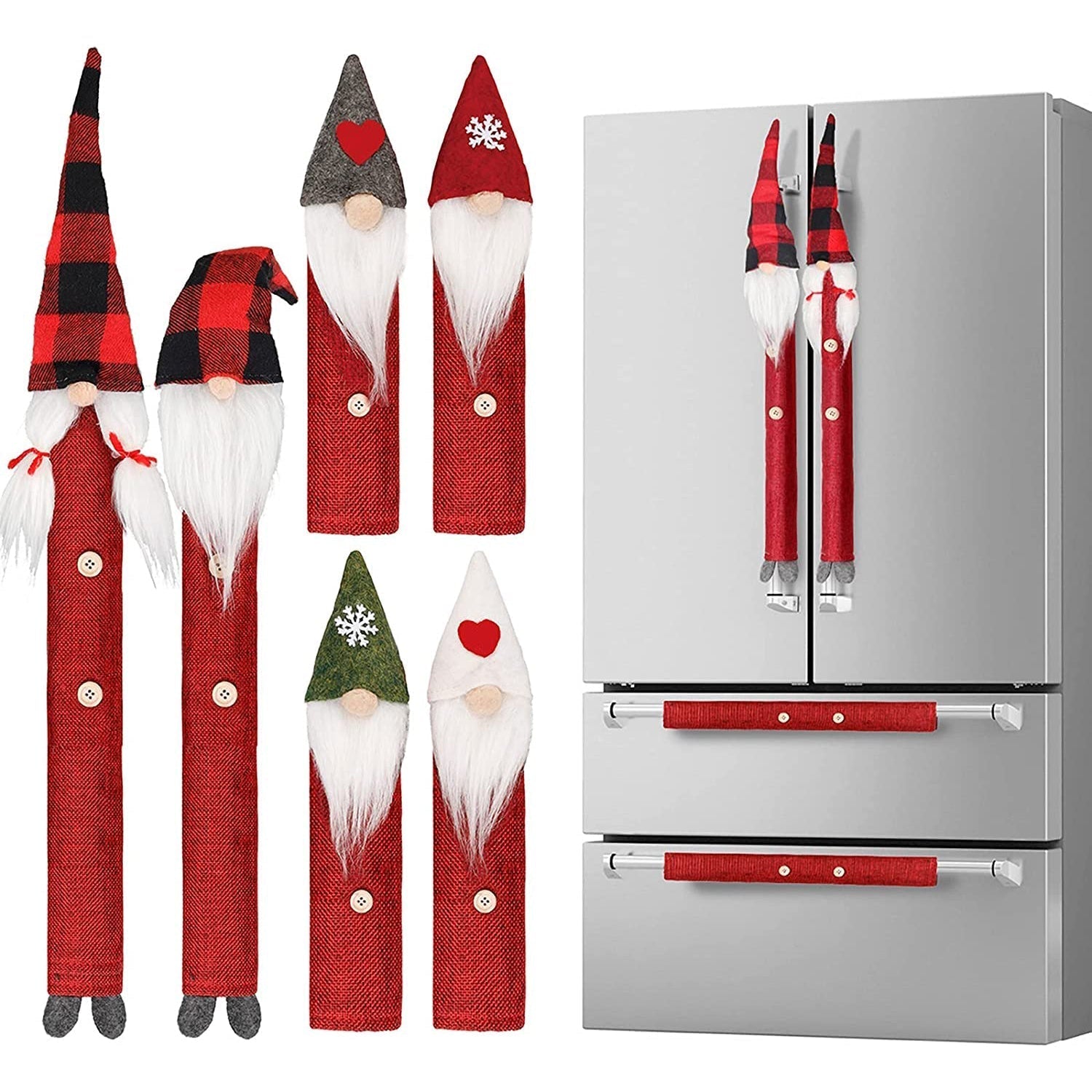 8-Piece: Gnome Christmas Refrigerator Handle Covers Set