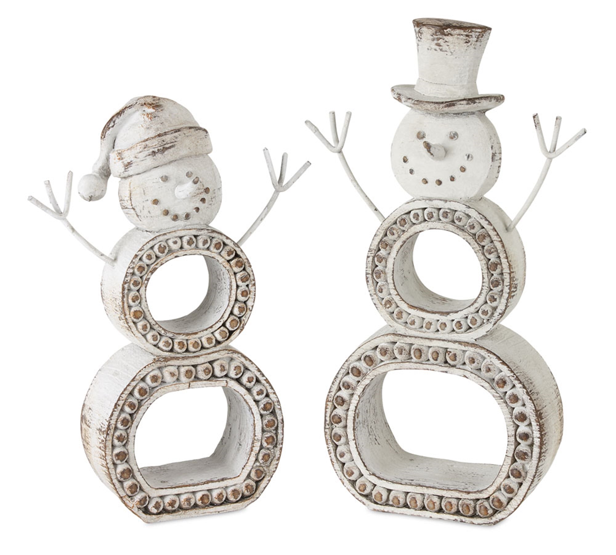 Beaded Wood Design Snowman Cut Out (Set of 3)