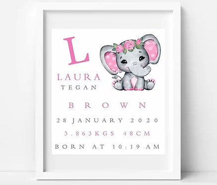 BabyCusch - Pink Floral Elephant Frame