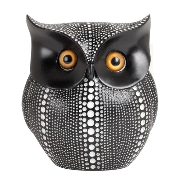 Debossed Dotted Horned Owl Resin Sculpture