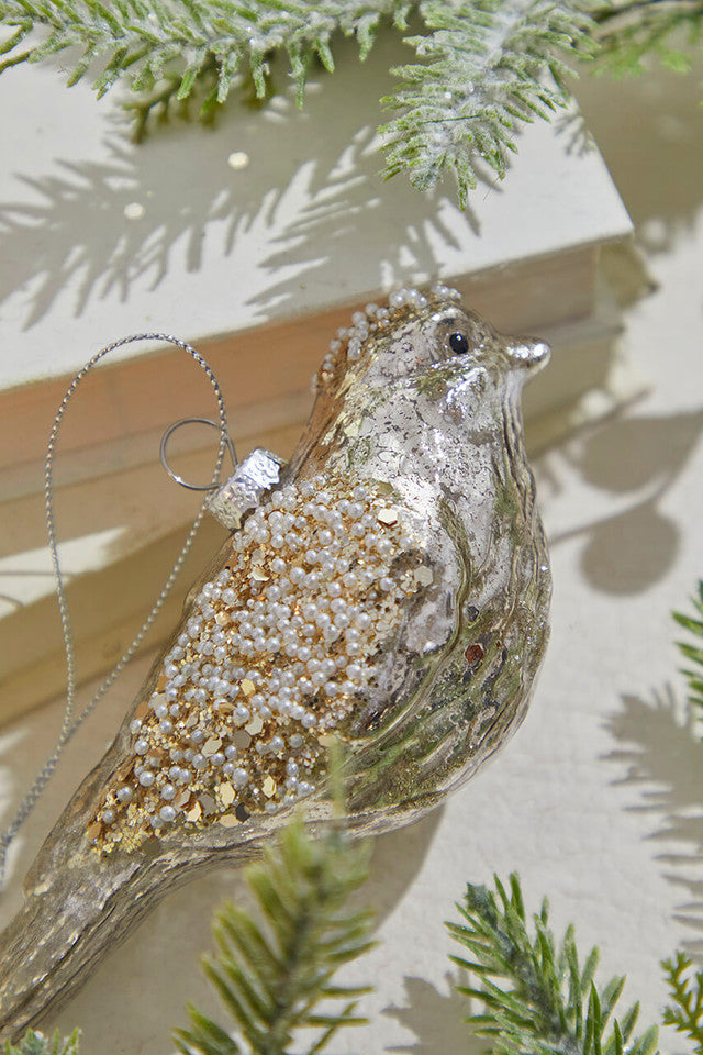 5" Glass Jeweled Songbird Ornament