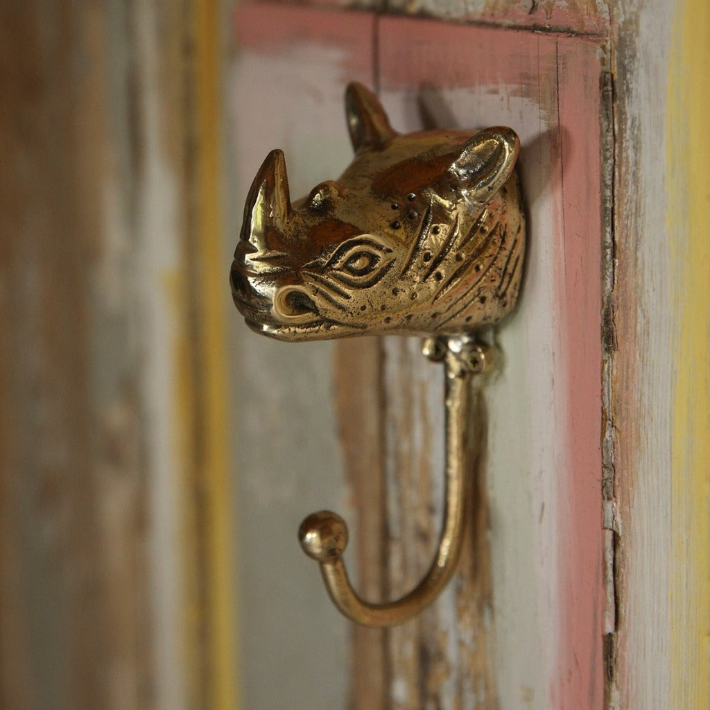 Brass Rhino Wall Hook