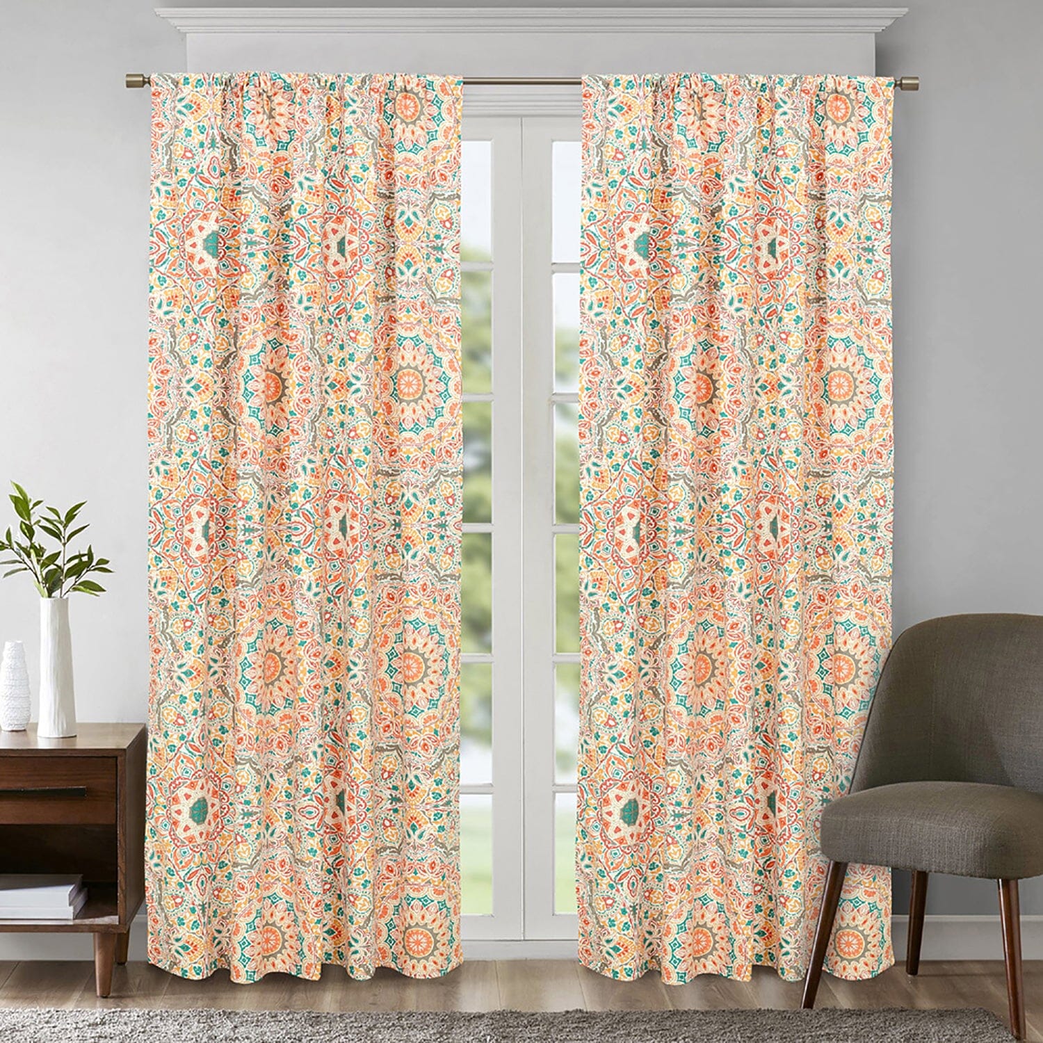 2-Piece Set: Sloane Street Cozumel Medallion Window Curtain Panel Pair