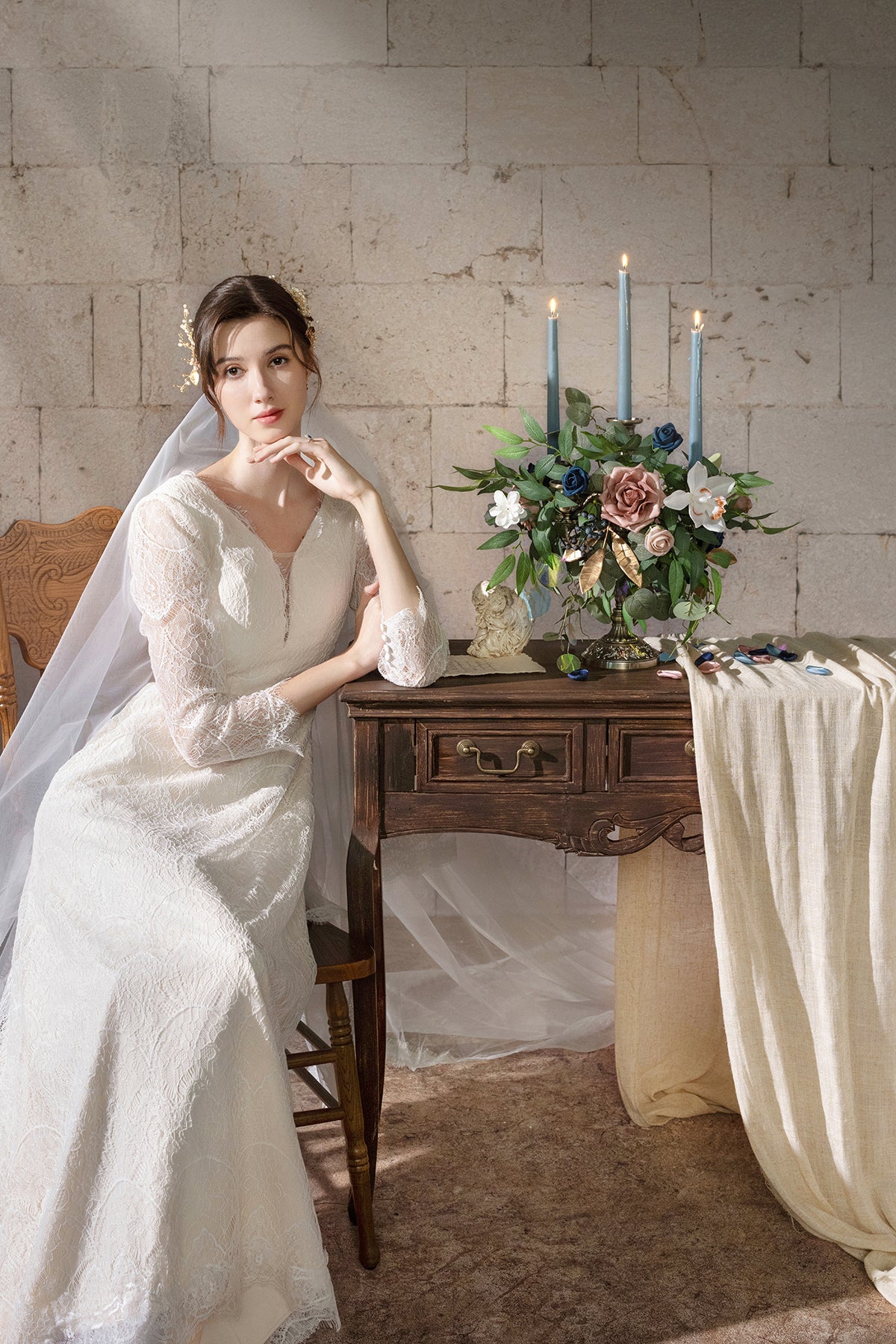 2ft Flower Garlands in Dusty Rose & Navy